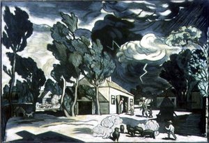 Landskab med storm (olie på lærred)