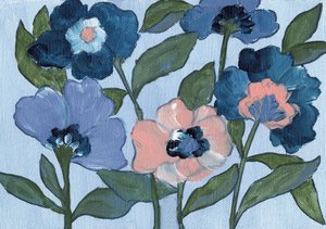Blå og ferskenfarvede blomster af Nikita Jariwala