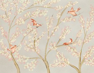 Lyserøde fugle og forårsblomster af Nikita Jariwala