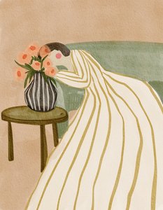 Kvinde, der beundrer blomster af Nikita Jariwala