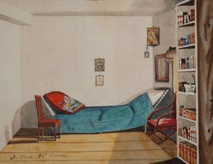 Nikita Muravyovs værelse i eksil i Irkutsk-provinsen, 1837 af Nikita Mikhailovich Muravyov