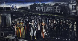 Kirkefestival i Kartli af Niko Pirosmani