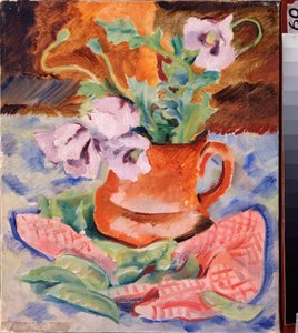 Nature morte, valmuer (Still Life, Poppyes) - Værk af Nikolai Andreyevich Tyrsa (Tirsa) (1887-1942), gouache og tempera på pap af Nikolai Adrianovich Tyrsa