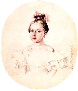 Portræt af Olga Annenkova, datter af Decembrist Iwan Annenkow, 1836