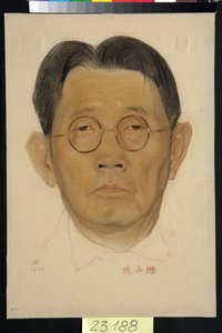 Portræt af Sen Katayama (1859-1933) - Værk af Nikolai Andreevich Andreev (1873-1932), blod og kridt på papir (32,5x22,4 cm) af Nikolai Andreevich Andreev