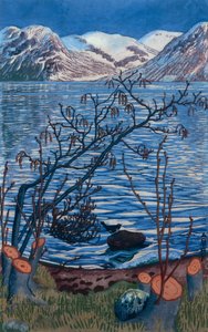 Fugl på sten af Nikolai Astrup