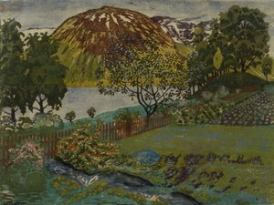 Juninat i haven (olie på lærred) af Nikolai Astrup