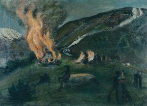 Midsommerbål af Nikolai Astrup