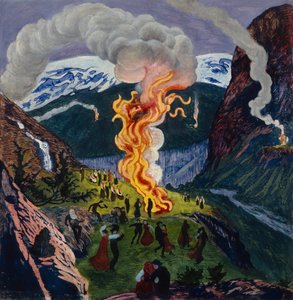 Midsommerbål af Nikolai Astrup