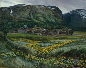 Lørdag aften og ranunkler af Nikolai Astrup