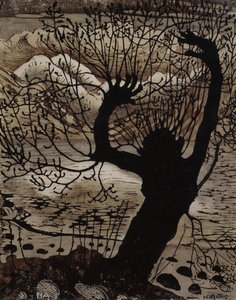Spring Night and Willow (olie på lærred)