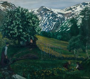 Forårsnat smieheggen, c.1918 af Nikolai Astrup