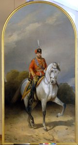 Portræt af kejser Alexander III (1845-1894) i uniform af den kejserlige gardes husarregiment. (Portræt af kejser Alexander III (1845-1894) i uniformen af ​​Leib-gardens husarregiment). Maleri af Nikolai Yegorovich Sverchkov