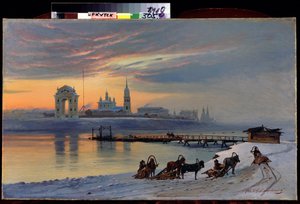 "Udsigt over Angara-floden i Irkutsk i Sibirien" Maleri af Nikolai Florianovich Dobrovolsky (1837-1900) 1886 Statens Kunstmuseum, Irkutsk af Nikolai Florianovich Dobrovolsky