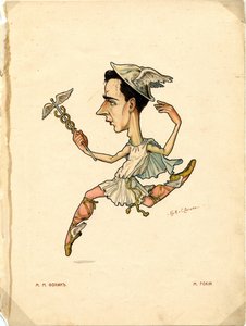 Balletdanser og koreograf Michel Fokine Fra: Russisk ballet i karikaturer, 1902-1905 af Nikolai Gustavovich Legat