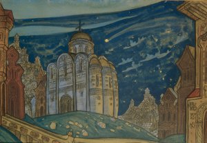 Putivl. Scenedesign til operaen Prince Igor af A. Borodin, 1914 af Nikolai Konstantinowitsch Roerich