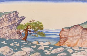 Scenedesign til balletten The Rite of Spring Le Sacre du Printemps af I. Stravinsky af Nikolai Konstantinowitsch Roerich