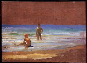 Drenge ved kysten. Maleri af Nikolai Nikolayevich Ge (Gay) (1831-1894), olie på lærred, russisk kunst fra det 19. århundrede. Statens Tretyakov-galleri, Moskva.