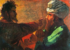 Kristus og Nikodemus-studiet, 1889 af Nikolai Nikolayevich Ge