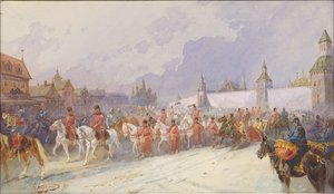 Indrejse af den tilfangetagne familie af Kuchum Khan i Moskva. 1599, 1891.
