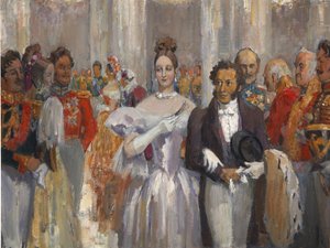 Alexander Pushkin med sin kone til bal.