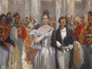 Alexander Pushkin med sin kone til bal.