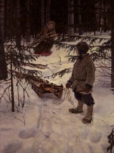 Indsamling af brænde, Rusland af Nikolai Petrovich Bogdanov Belsky