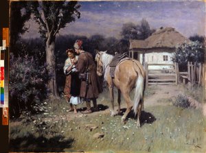 Ukrainian Night, Rendezvous - Ukrainian Night, Rendezvous - Maleri af Nikolai Kornilovich Pimonenko (1862-1912), olie på lærred