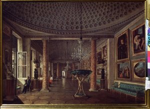 La Galerie de Peinture du Palais Strogonov A Sankt Petersborg (billedgalleriet i Stroganov Palace i Skt. Petersborg). Maleri af Nikolai Stepanovich Nikitin (1811-1881), olie på lærred af Nikolai Stepanovich Nikitin