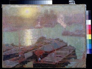 Seinen i Paris (Seinen i Paris). Maleri af Nikolai Vasilyevich Dosekin (1863-1935). Olie på lærred, 48,2 x 63,7 cm af Nikolai Vasilyevich Dosekin