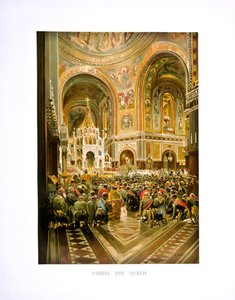 Indvielse af Frelserens katedral. Kroning af kejser Alexander III og kejserinde af Nikolai Yegorovich Makovsky