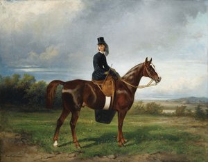 Ridesportræt af Seymourina Poirson, født Cuthbertson, 1863
