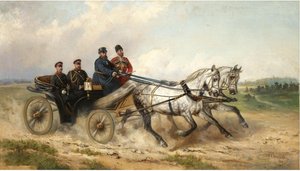 Zar Alexander III og kejser Wilhelm II i en landau, 1888