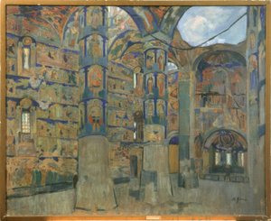 Interiør af kirken i Makarios Scheltowodski Trinity Monastery i Makarjewo