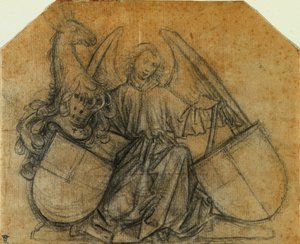 En engel, der støtter to skilte, ca. 1470. af Nikolaus Gerhaert von Leyden