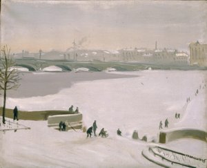 Krydser den frosne Neva-flod, 1935 af Nikolay Fyodorovich Lapshin