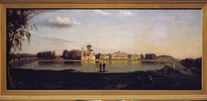 Udsigt over Ostankino-ejendommen (Moskva, Rusland). Maleri af Nikolai Ivanovich Podklyuchnikov (1813-1877), olie på lærred af Nikolay Ivanovich Podklyuchnikov