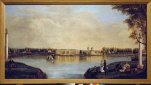 Udsigt over Kuskovo-paladset (Moskva, Rusland). Maleri af Nikolai Ivanovich Podklyuchnikov (1813-1877), olie på lærred af Nikolay Ivanovich Podklyuchnikov