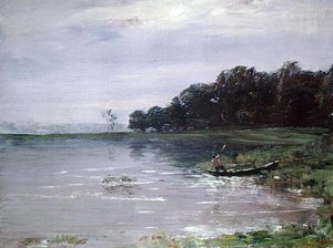 Landskab med båd, aften