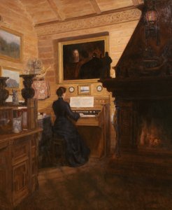 Kvinde ved cembalo af Nils Dahl Alstrup