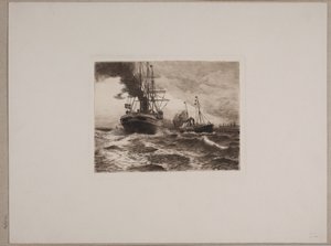 Dampskibe ved Kronborg af Nils Severin Lynge Hansteen