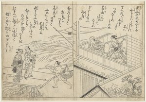 Tehus langs en flod af Nishikawa Sukenobu (attributed to)