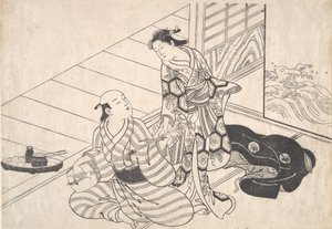 Lady afbryder sin elsker, der spiller shamisen.