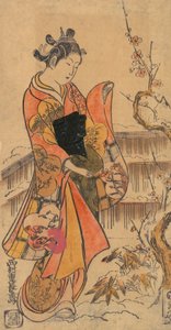 En ung Dame i en Have. af Nishimura Shigenaga