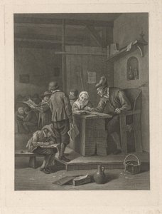 Skolestue med lærer og børn af Noach van der Meer (II)