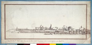 The Hospital of St Louis (pen og blæk med vask på papir)