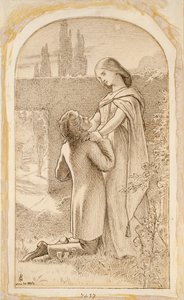 To elskende i en stjernebelyst have, 1862 af Noel Paton