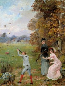 Den lille jæger-maleri af Noel Saunier (1847-1890) 1800-tallets privatsamling af Noel Saunier