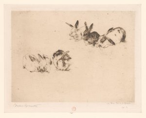 Seks kaniner af Norbert Goeneutte (signed by artist)