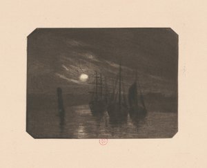 En månebelyst havn af Norbert Goeneutte